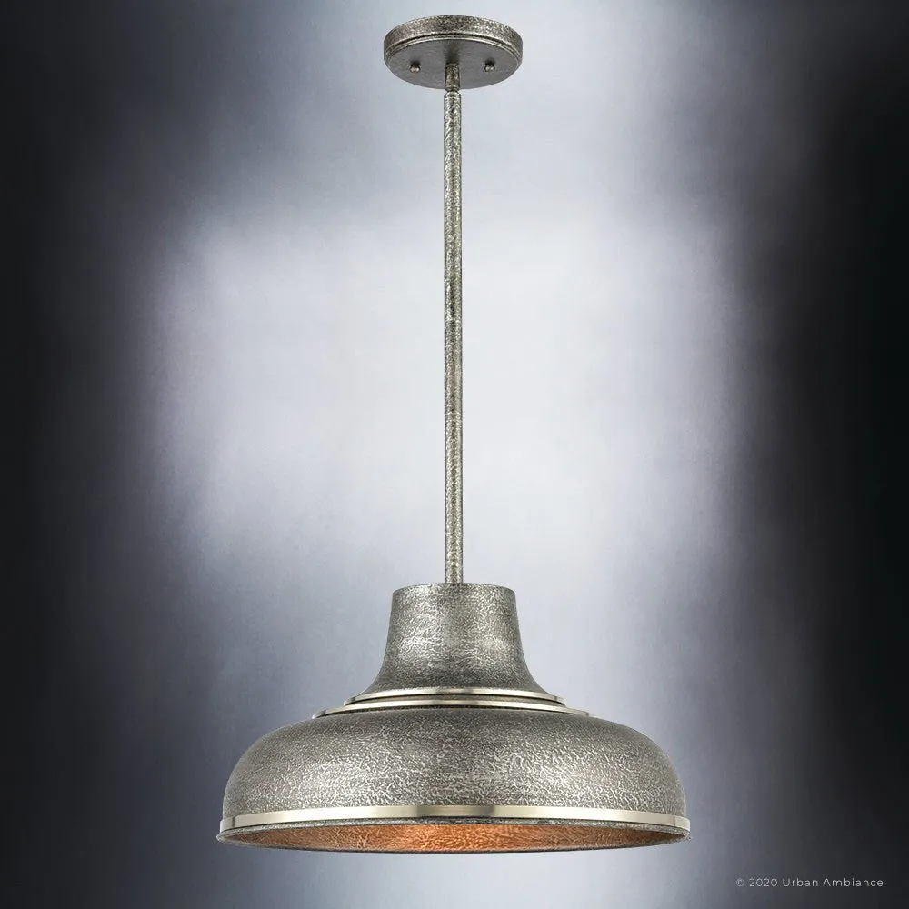 UEX2480 Urban Loft Pendant 9''H x 16''W, Polished Nickel & Sheen Gray Finish, Shelton Collection