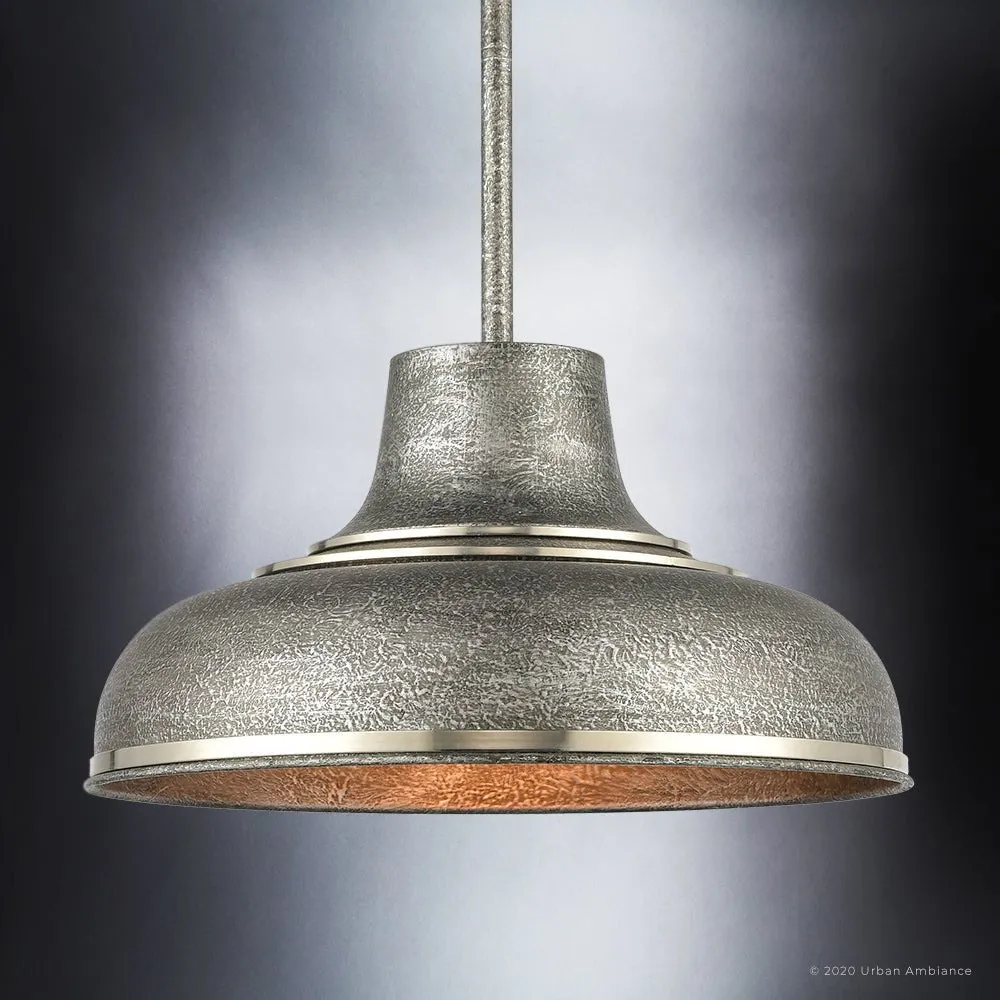UEX2480 Urban Loft Pendant 9''H x 16''W, Polished Nickel & Sheen Gray Finish, Shelton Collection