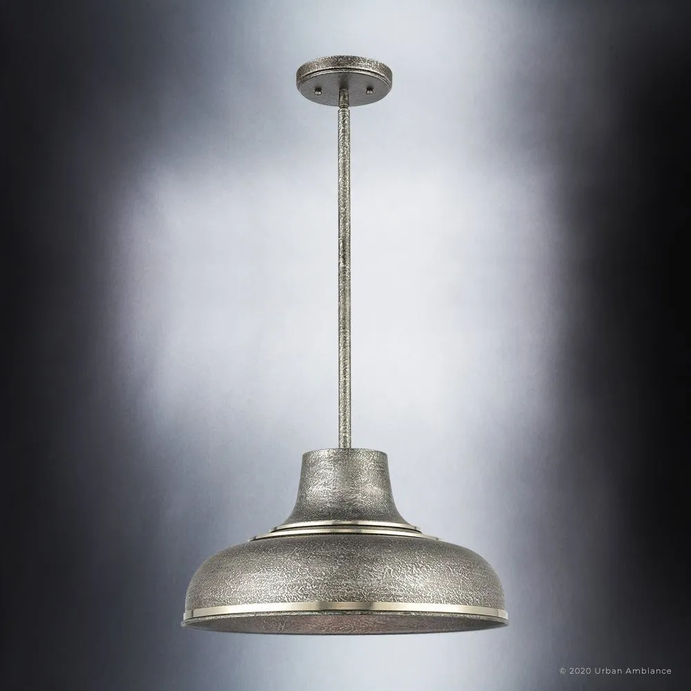 UEX2480 Urban Loft Pendant 9''H x 16''W, Polished Nickel & Sheen Gray Finish, Shelton Collection