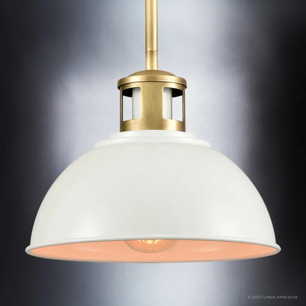 UEX2521 Cosmopolitan Pendant 8''H x 10''W, Native Brass & True White Finish, Georgetown Collection