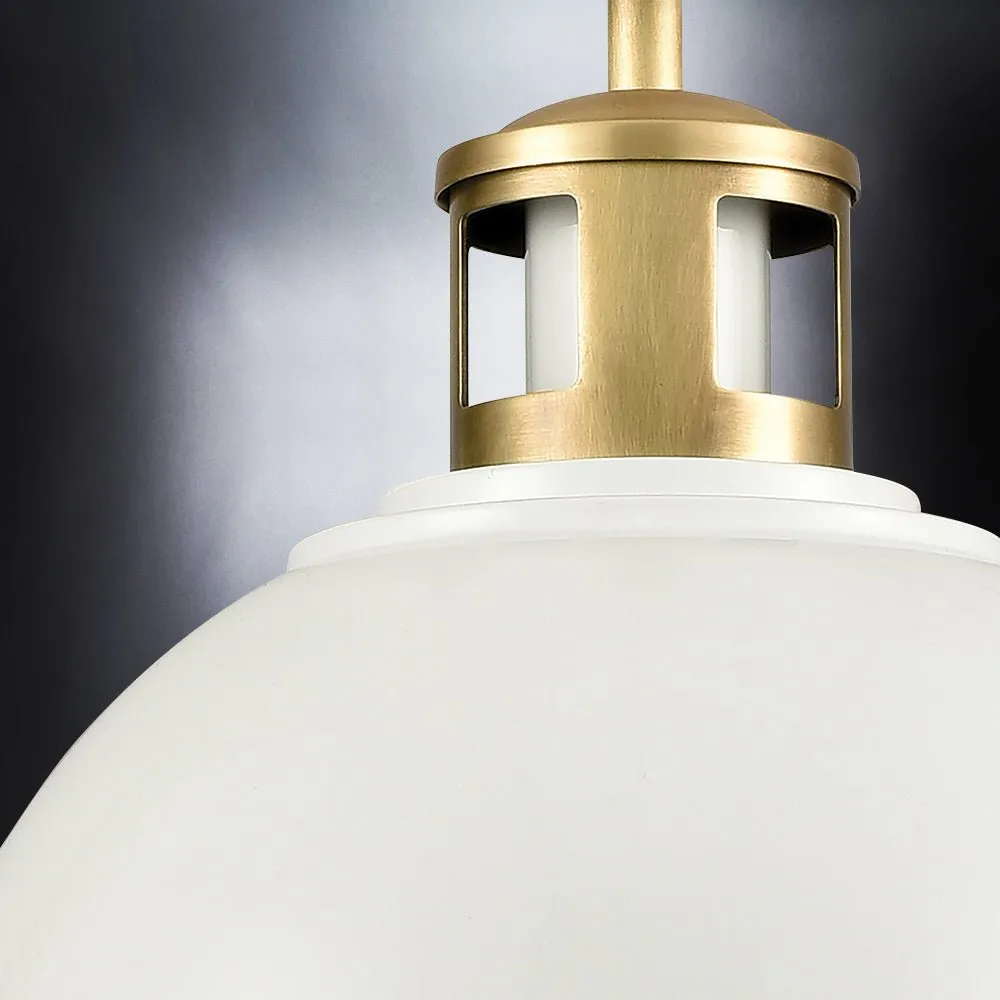 UEX2521 Cosmopolitan Pendant 8''H x 10''W, Native Brass & True White Finish, Georgetown Collection