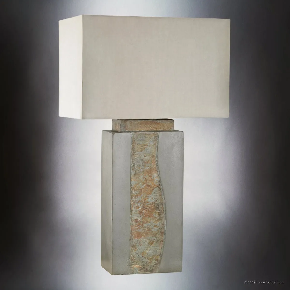 UEX7230 Modern Rustic Table Lamp 17''W x 10''D x 32''H, Gray and Brown Finish, Charlevoix Collection