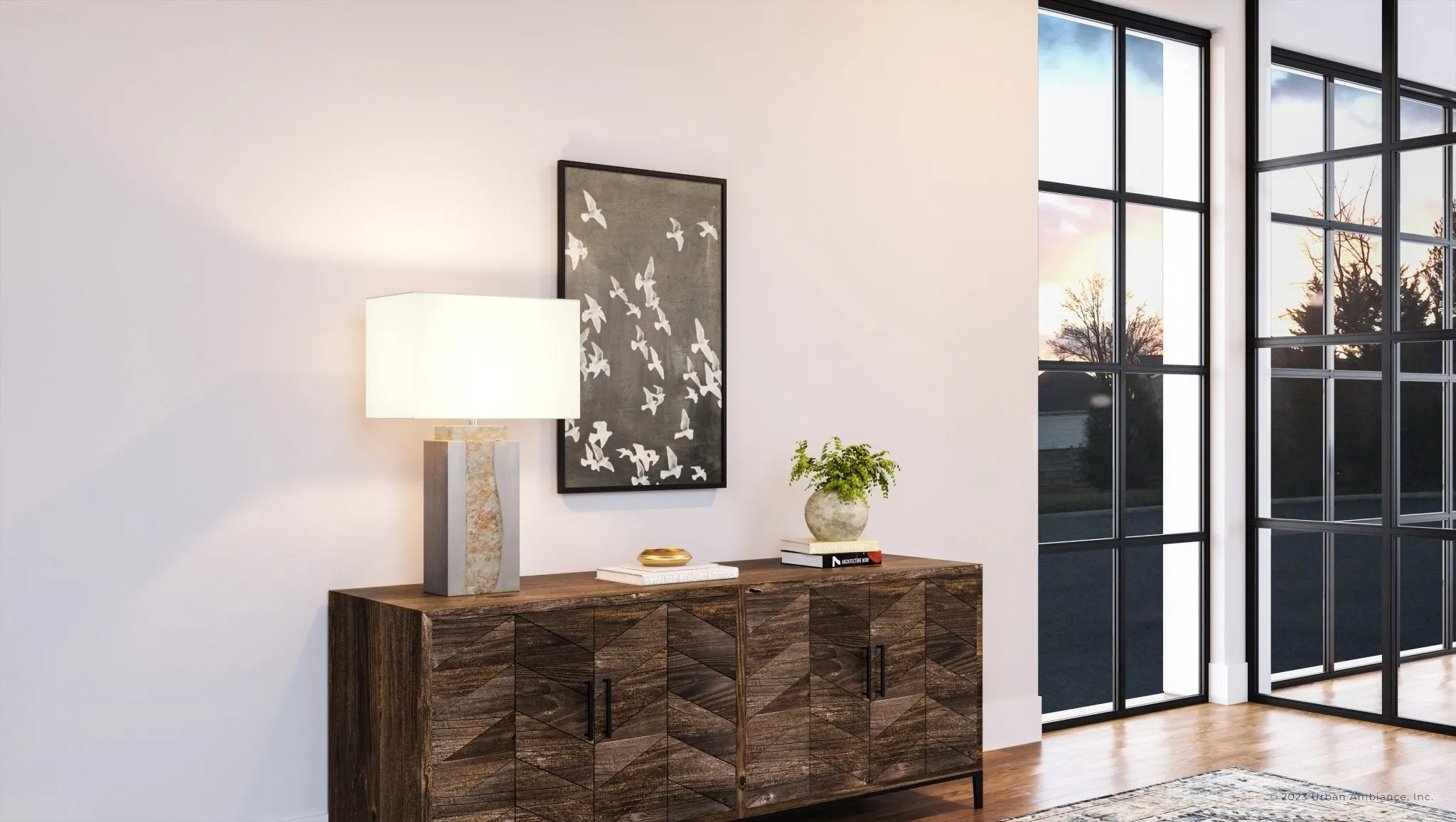 UEX7230 Modern Rustic Table Lamp 17''W x 10''D x 32''H, Gray and Brown Finish, Charlevoix Collection