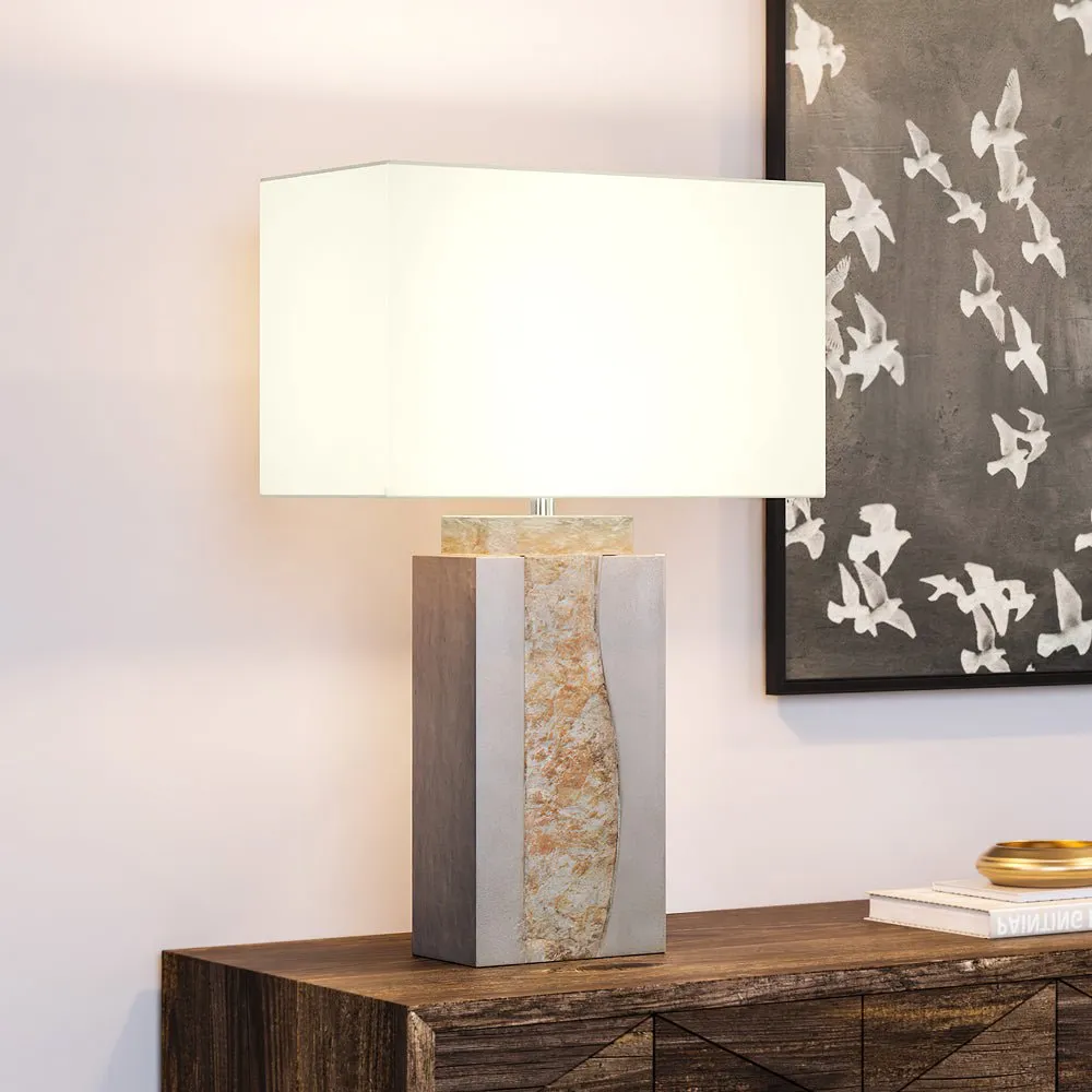 UEX7230 Modern Rustic Table Lamp 17''W x 10''D x 32''H, Gray and Brown Finish, Charlevoix Collection