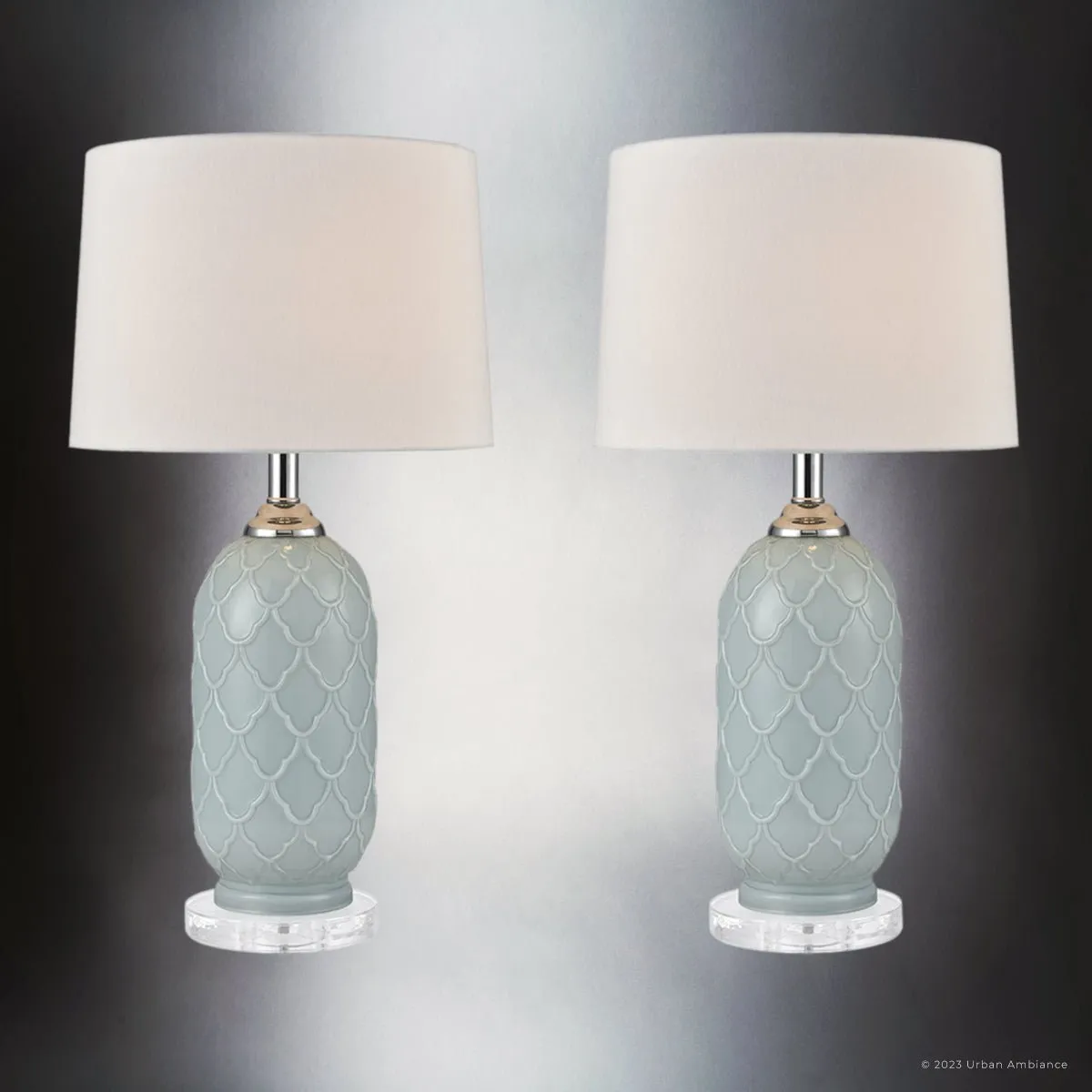 UEX7560 Mid-Century Modern Table Lamp 13''W x 13''D x 24''H, Pale Blue Finish, St. Francisville Collection