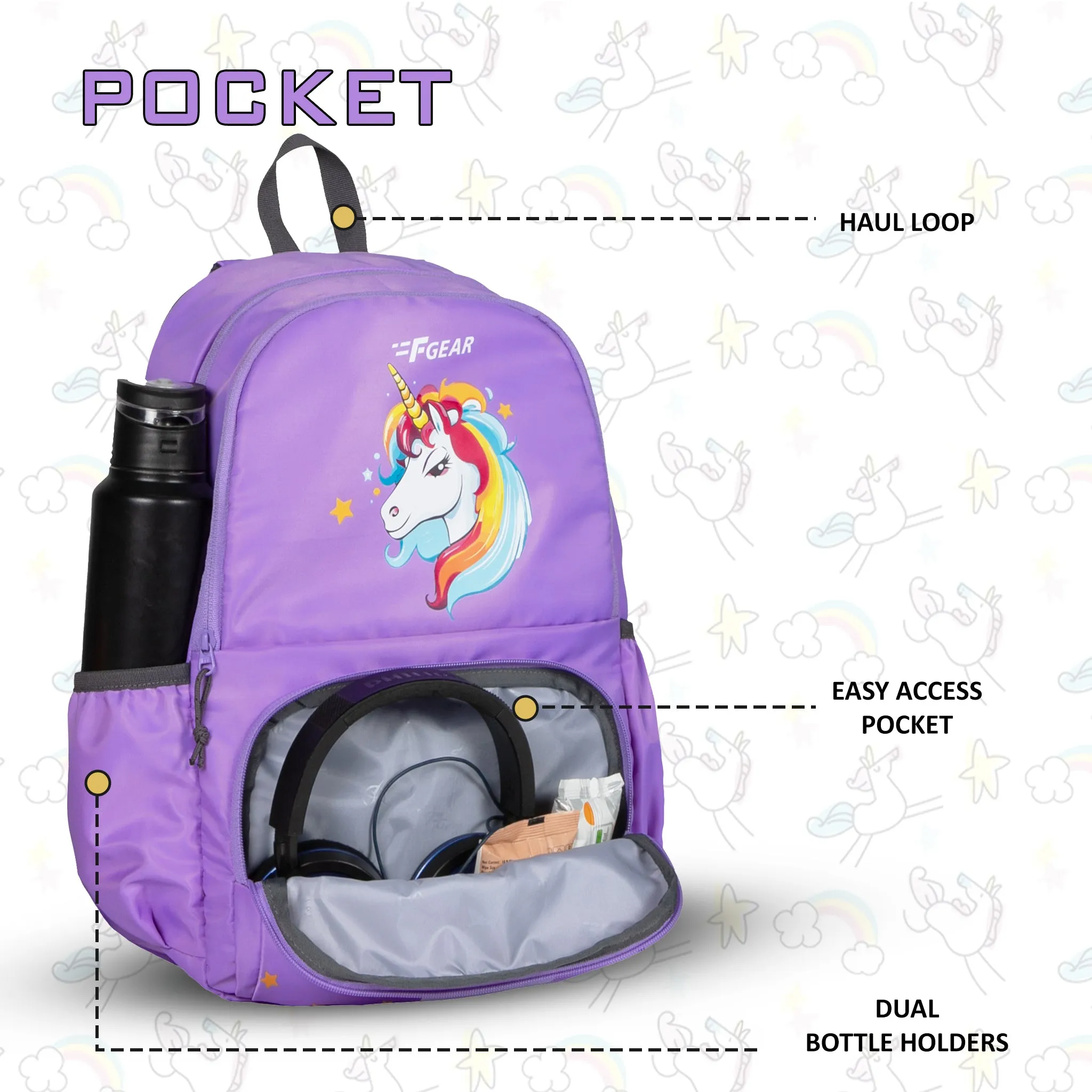 Unicorn 22L Lavender Kids Backpack