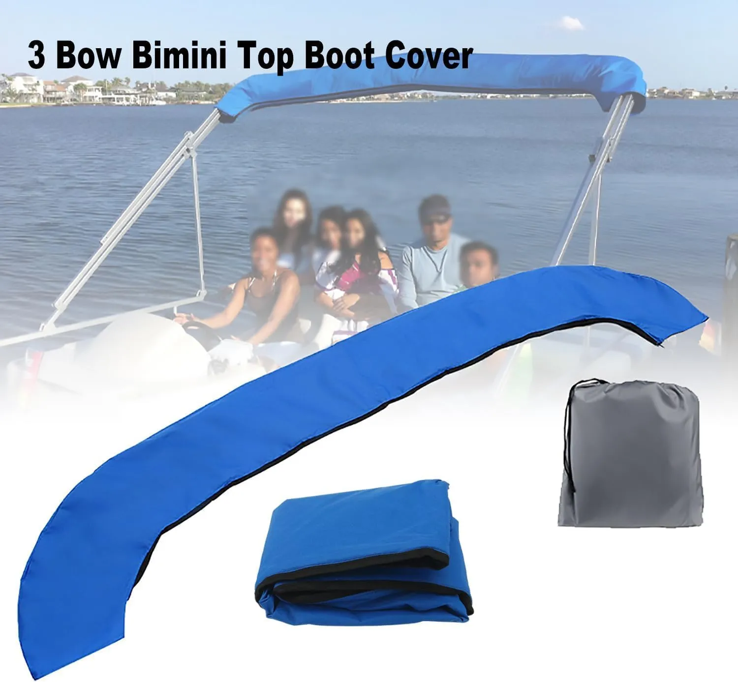 V-shaped waterproof boat cover Bimini Top Protective Cover 600D Oxford Cloth Storage Cover Outdoor Yacht Cover Awning Cover Yacht Canopy Stand Steel Tube Oxford Storage Bag Hull Protectors(3BOW 54"~60