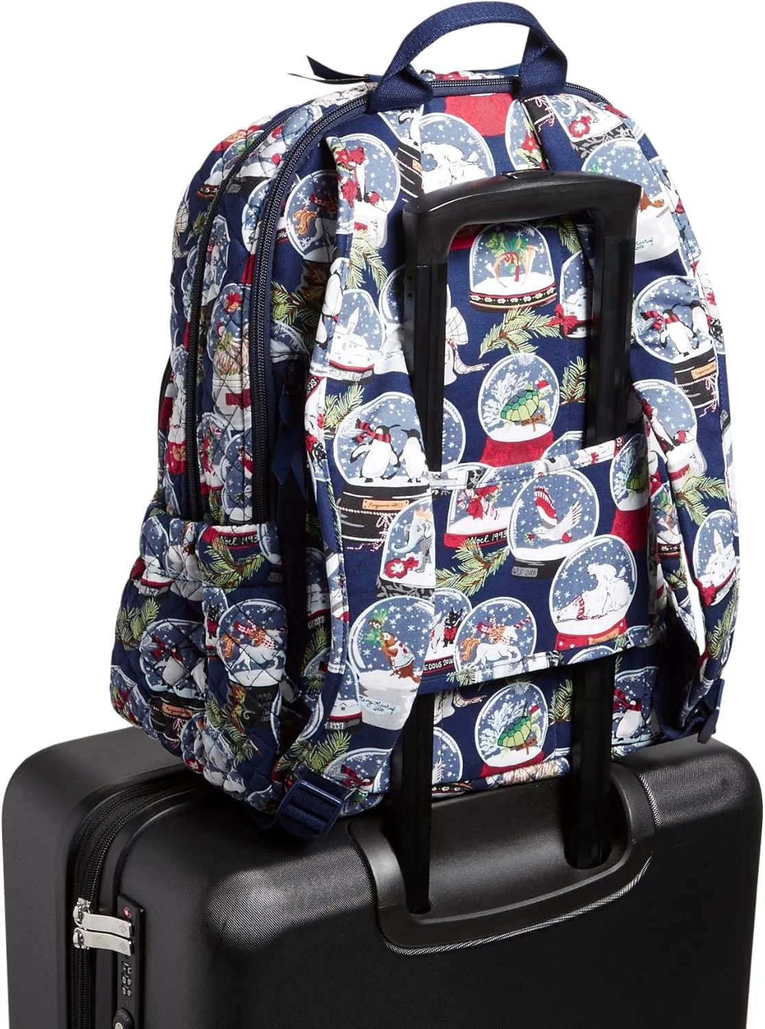 Vera Bradley Women's Cotton Campus Backpack, Snow Globes - Recycled Cotton, One Size