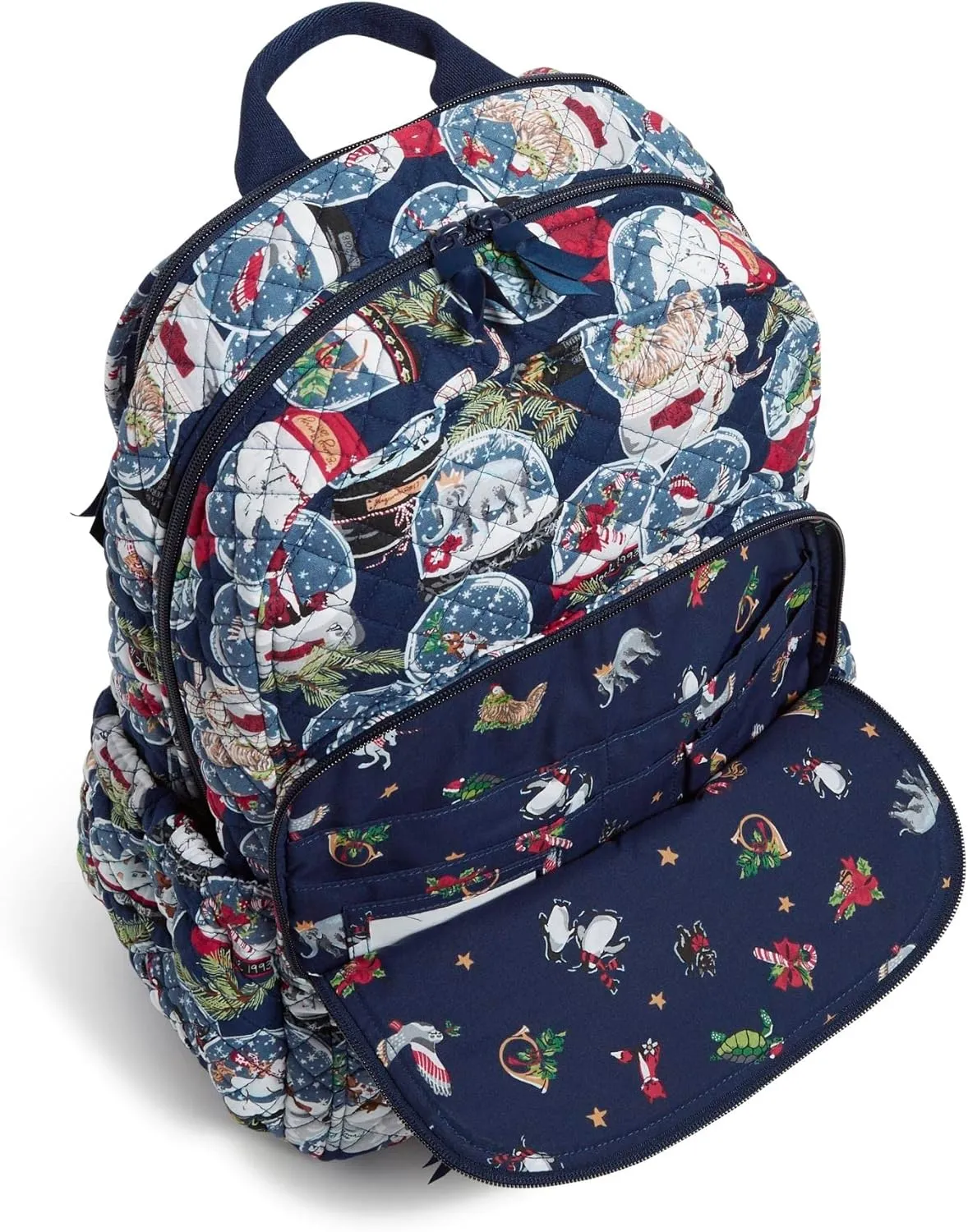 Vera Bradley Women's Cotton Campus Backpack, Snow Globes - Recycled Cotton, One Size