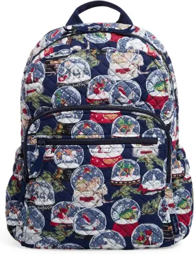 Vera Bradley Women's Cotton Campus Backpack, Snow Globes - Recycled Cotton, One Size
