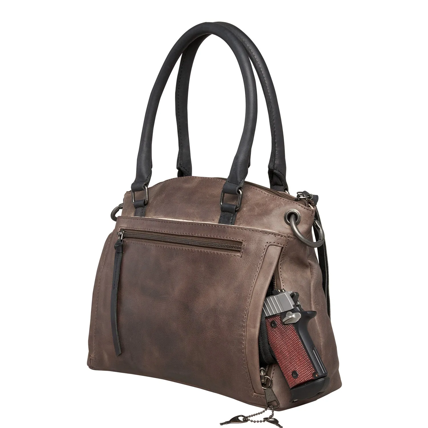 Whitely Leather Conceal Carry Lockable Crossbody Satchel
