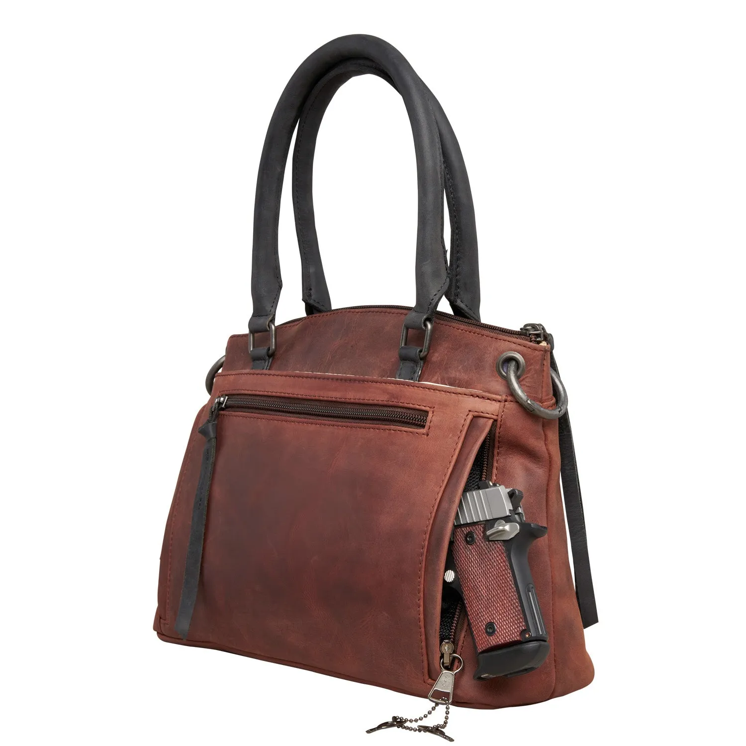 Whitely Leather Conceal Carry Lockable Crossbody Satchel