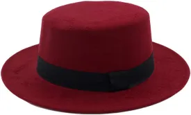 Wide Brim Fedora Hats for Women Dress Hats for Men Panama Hat Warm Flat Top Pork Pie Cap Panama Jazz Hat