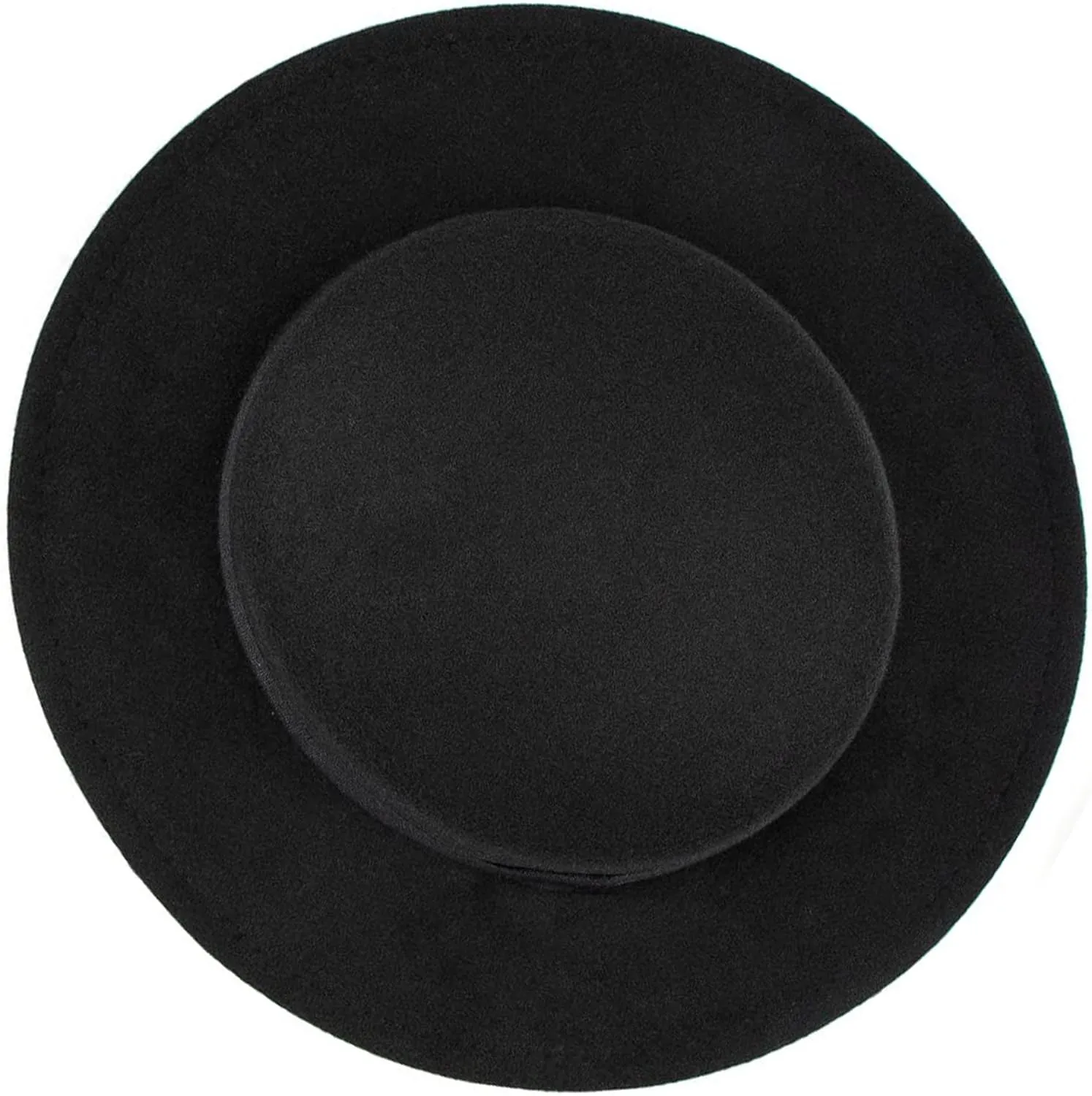 Wide-Brim-Felt-Panama-Fedora-Hat with Flat-Top-Pork-Pie Cap for Women Men (Size:M)