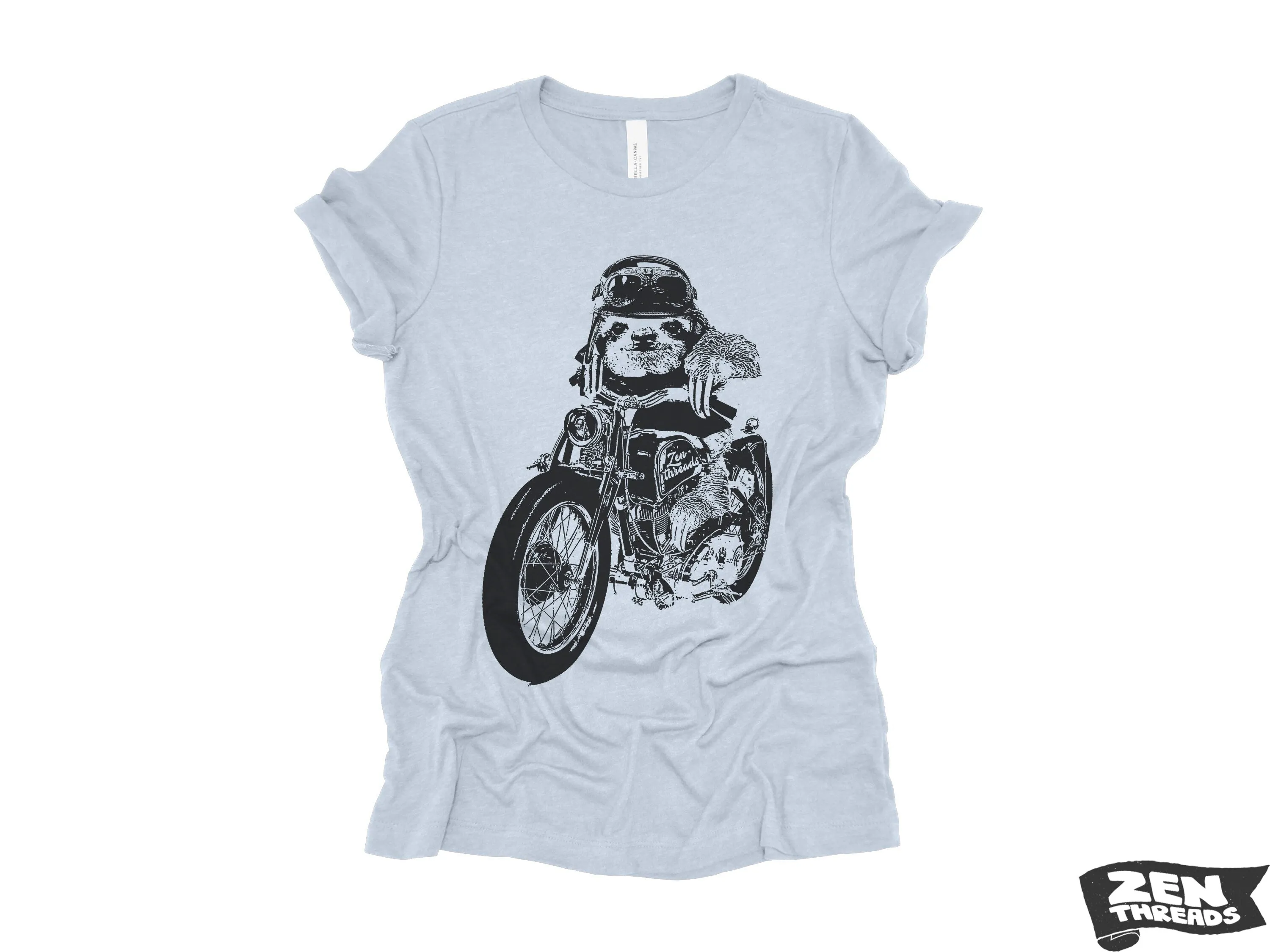 Women's Boyfriend Tee - Relaxed Fit Motorcycle SLOTH T-Shirt | Bella Canvas 6400CVC